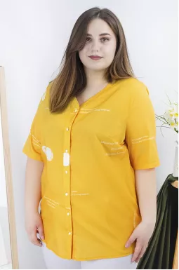 Блуза прямая принт супер батал