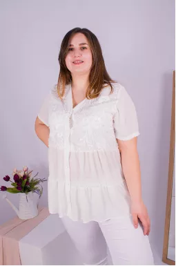 Блуза длинная шифоновая в оборки супер батал