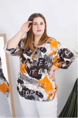 Блуза длинная с пуговицами супер батал