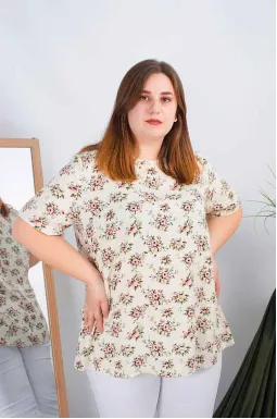 Блуза длинная  принт супер батал