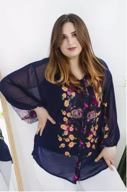 Блуза-двойка длинная с цветами