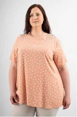 Блуза длинная в горох супер батал