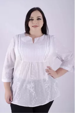 Довга блуза батист з квітами супер батал