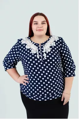 Укороченная прямая блуза с принтом супер батал