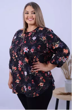 Блуза з квітковим принтом супер батал