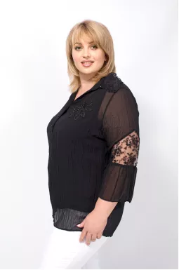 Шифоновая блуза-двойка с декором супер батал