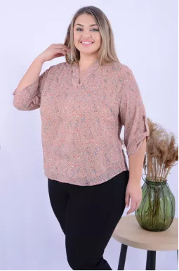 Укороченная блуза с цветочным принтом батал