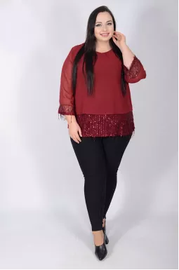 Шифоновая блуза с пайетками в двух цветах батал