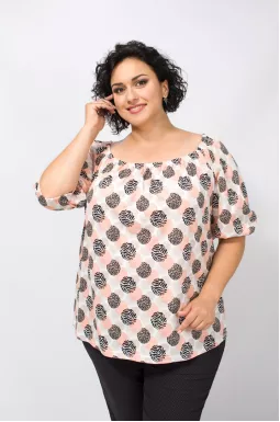 Блуза трикотажна в принт з леопардовими мотивами супер батал