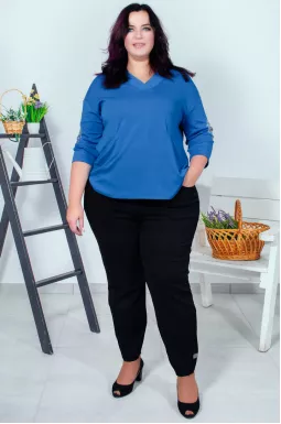 Довга блуза з декором і кишенями  батал