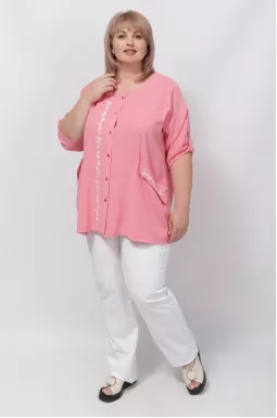 Блуза шовкова з написами батал