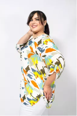 Блуза в різнокольорові абстрактні мазки супер батал