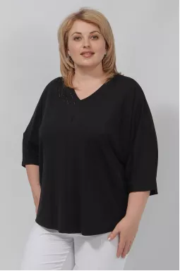 Блуза с декором на спинке батал