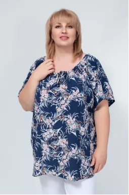 Блуза креп з горловиною на зав'язках супер батал