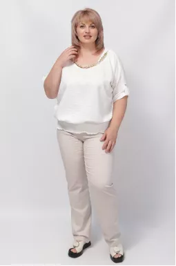 Блуза із жатки з прикрасою-ланцюжком супер батал