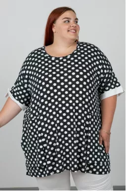 Блуза в горох великих розмірів