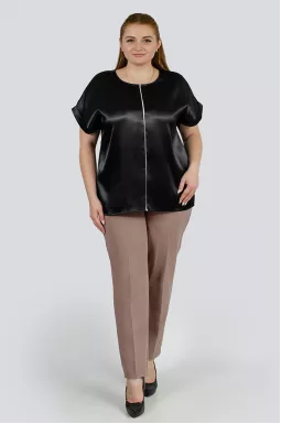 Атласна блуза з вертикальним декором великих розмірів