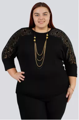 Трикотажная блуза с декором больших размеров