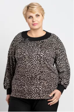Леопардовая блуза с украшением больших размеров