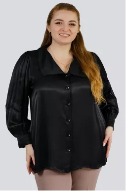 Блуза чорна шовкова великих розмірів