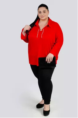 Блуза з декоративною шнурівкою великих розмірів