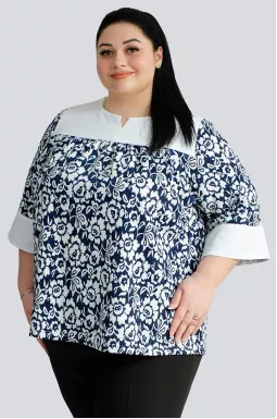 Блуза довга в різних принтах великих розмірів