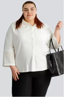 Блуза белая трикотажная больших размеров