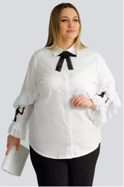 Блуза біла з бантом великих розмірів