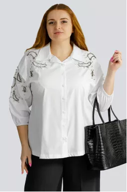 Блуза з декором із мережива і стразів великих розмірів