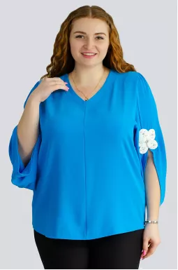 Блуза з декором квіти великих розмірів