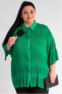 Блуза довга зелена шифонова великих розмірів