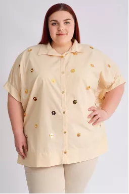 Блуза з золотавим декором великих розмірів