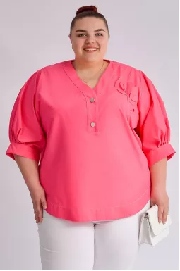 Блуза довга з об’ємною аплікацією великих розмірів