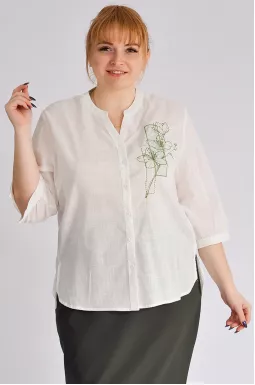 Блуза лляна з вишивкою великих розмірів