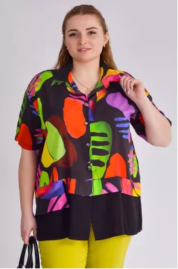 Блуза з яскравим абстрактним принтом великих розмірів