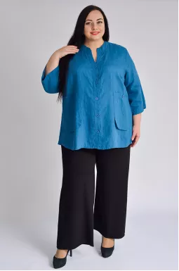 Блуза довга лляна великих розмірів