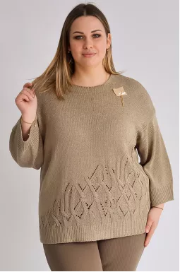 Блуза вязаная с украшением больших размеров