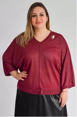 Блуза вязаная с завязками и украшением больших размеров