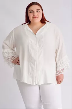 Блузка из жатки с кружевом больших размеров
