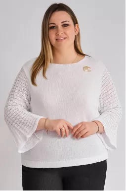 Блуза вязаная с украшением больших размеров