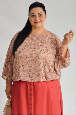Блуза короткая с узором больших размеров