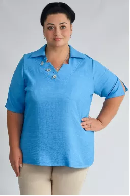 Блуза з фігурним коміром і декором зі стразів великих розмірів