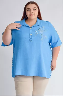 Блуза з декоративною аплікацією та бусинами великих розмірів
