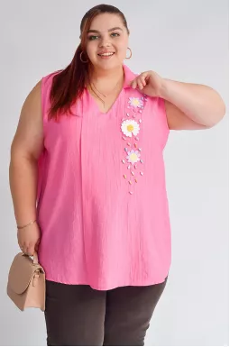 Блуза без рукавів з квітковим декором великих розмірів