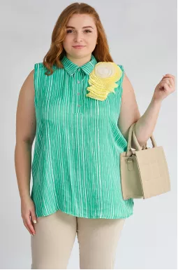 Блуза без рукавів з квіткою на плечі великих розмірів