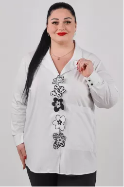 Блуза довга з квітковою аплікацією великих розмірів