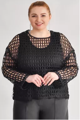 Блуза-двойка с сетчатым верхом больших размеров