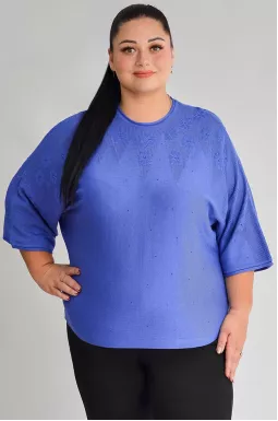 Блуза з дрібною в’язкою і квітковим візерунком великих розмірів