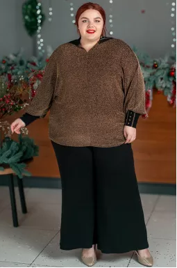 Блуза с люрексом и декоративными манжетами больших размеров