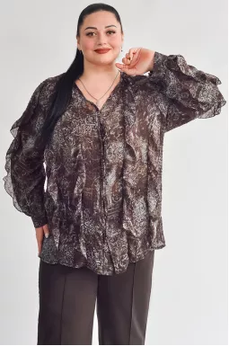 Элегантная блуза с декоративными рюшами больших размеров